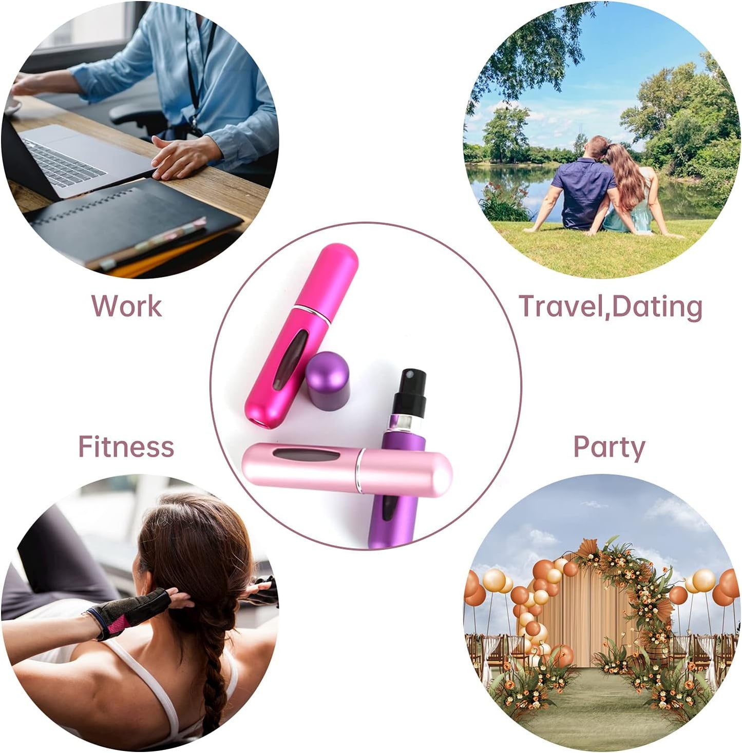 Portable 5ml Refillable Perfume Atomizer Bottle Set - Mini Travel Spray Case (Pack of 4)