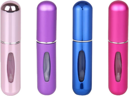 Portable 5ml Refillable Perfume Atomizer Bottle Set - Mini Travel Spray Case (Pack of 4)