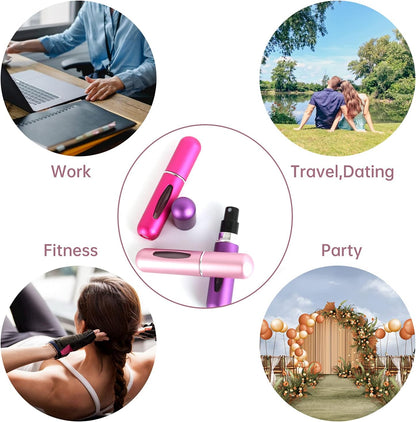 Portable 5ml Refillable Perfume Atomizer Bottle Set - Mini Travel Spray Case (Pack of 4)