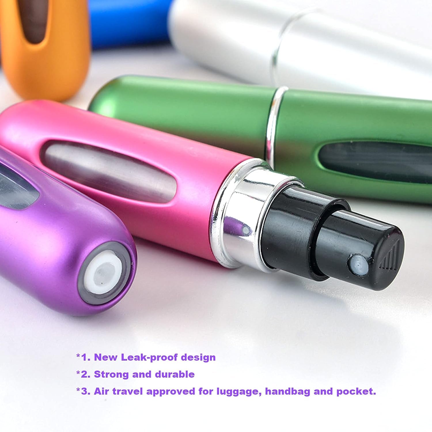 Portable 5ml Refillable Perfume Atomizer Bottle Set - Mini Travel Spray Case (Pack of 4)