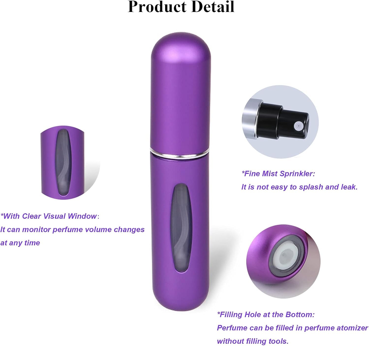 Portable 5ml Refillable Perfume Atomizer Bottle Set - Mini Travel Spray Case (Pack of 4)