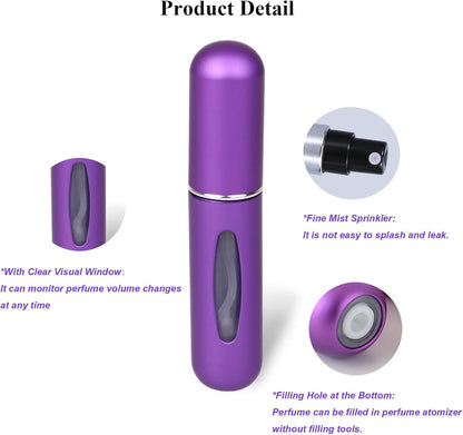 Portable 5ml Refillable Perfume Atomizer Bottle Set - Mini Travel Spray Case (Pack of 4)