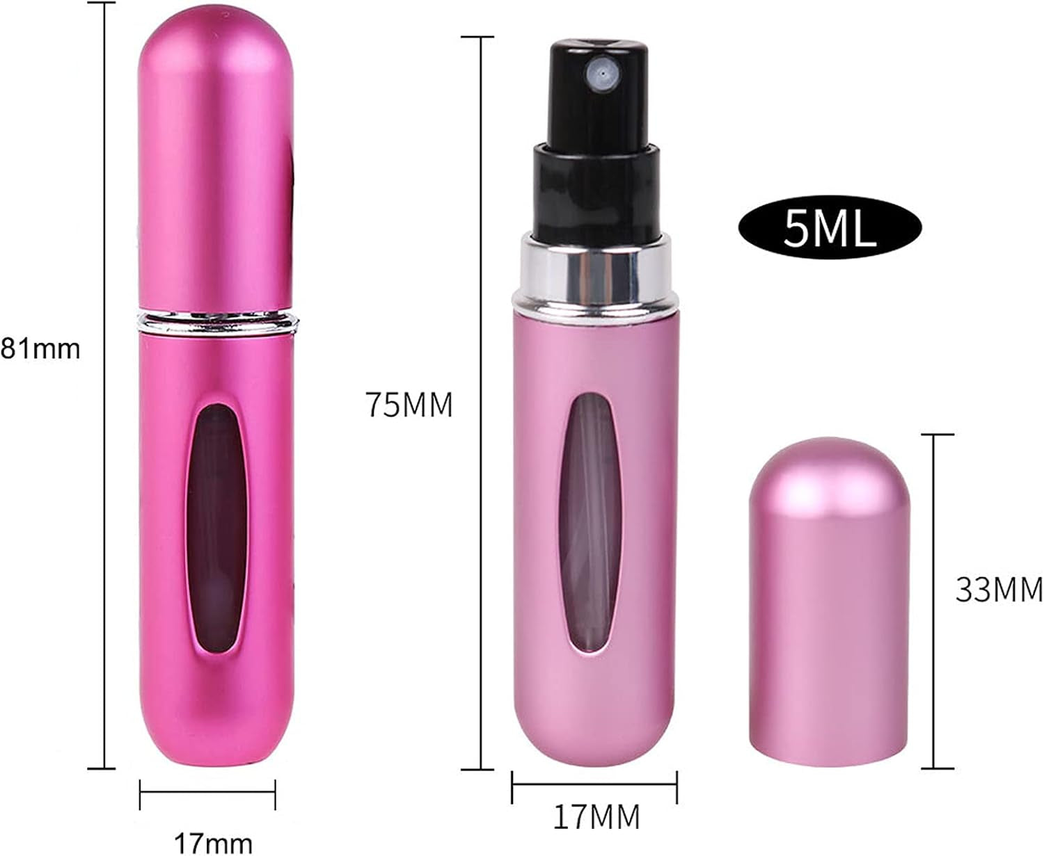 Portable 5ml Refillable Perfume Atomizer Bottle Set - Mini Travel Spray Case (Pack of 4)